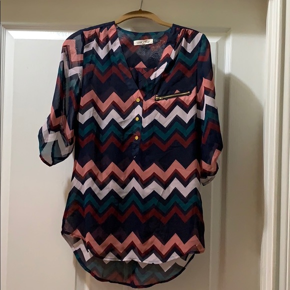 Wishful Park Tops - Chevron three quarter-length shirt